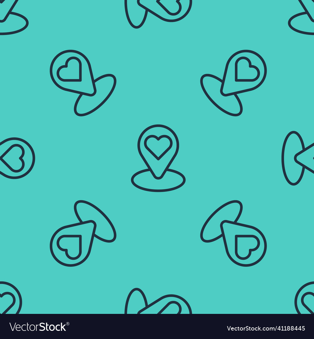 Black line map pointer with heart icon isolated vector image Black line map pointer with heart icon isolated