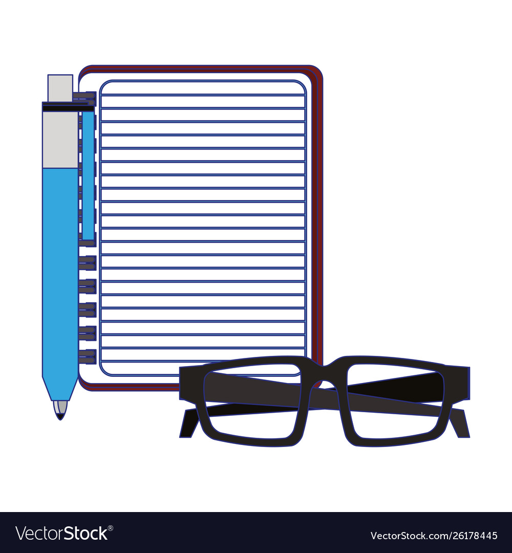 Blank notepad with pen and glasses