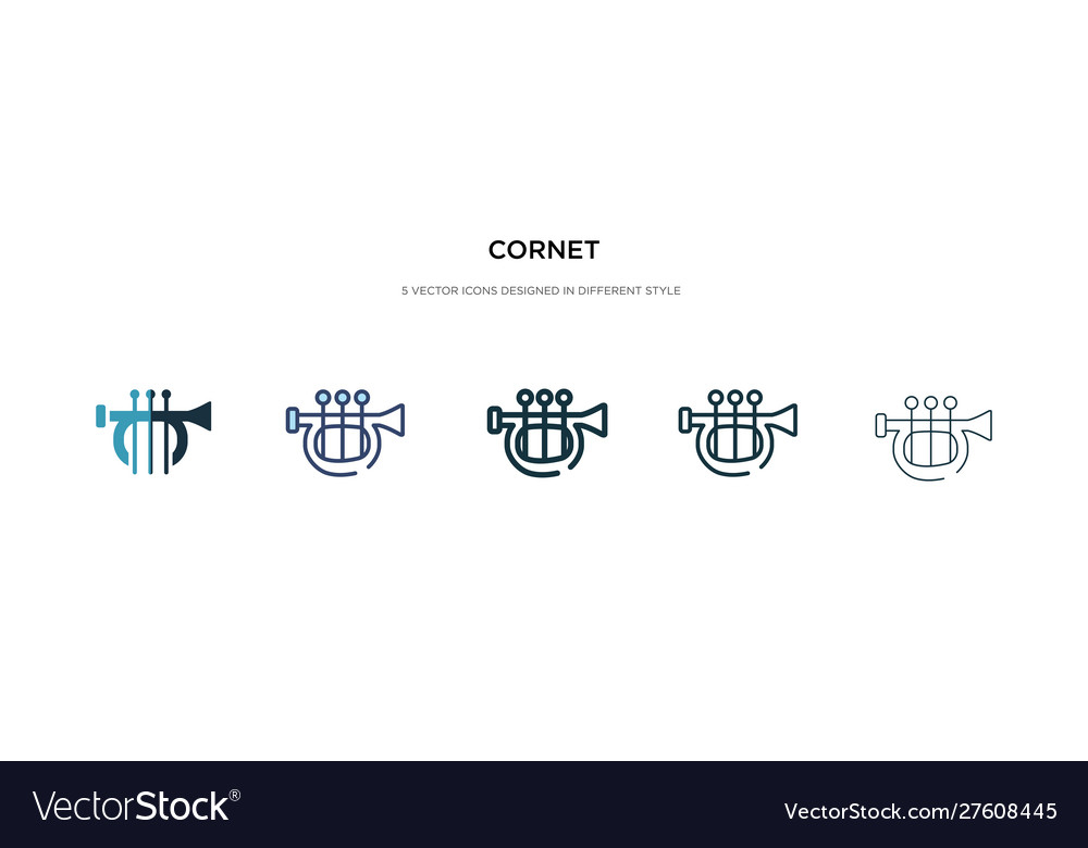 Cornet icon in different style two colored