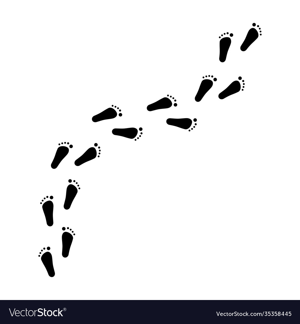 Curved line human footprints