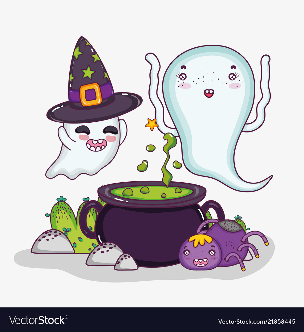 Cute Ghosts Halloween Cartoons Royalty Free Vector Image