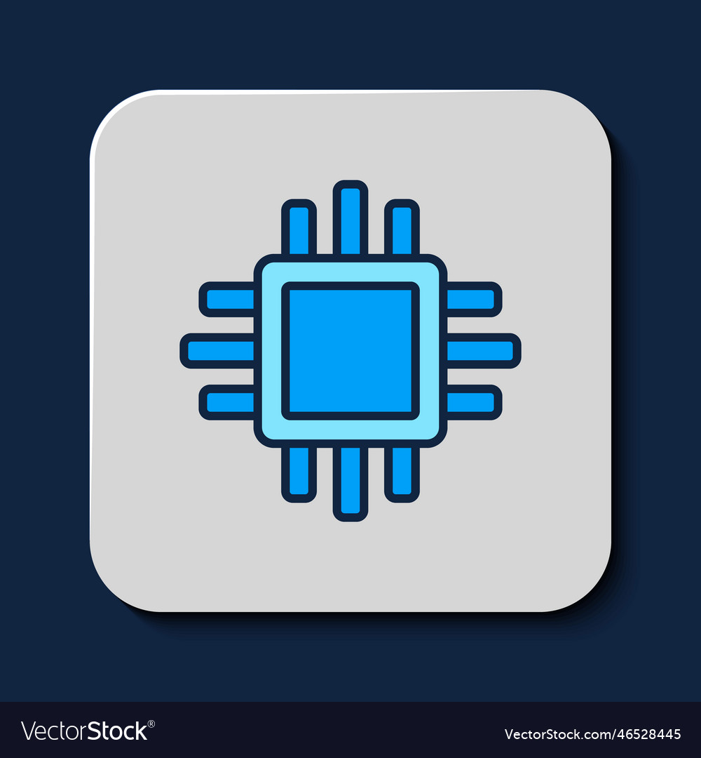 Filled outline computer processor vector image Filled outline computer processor