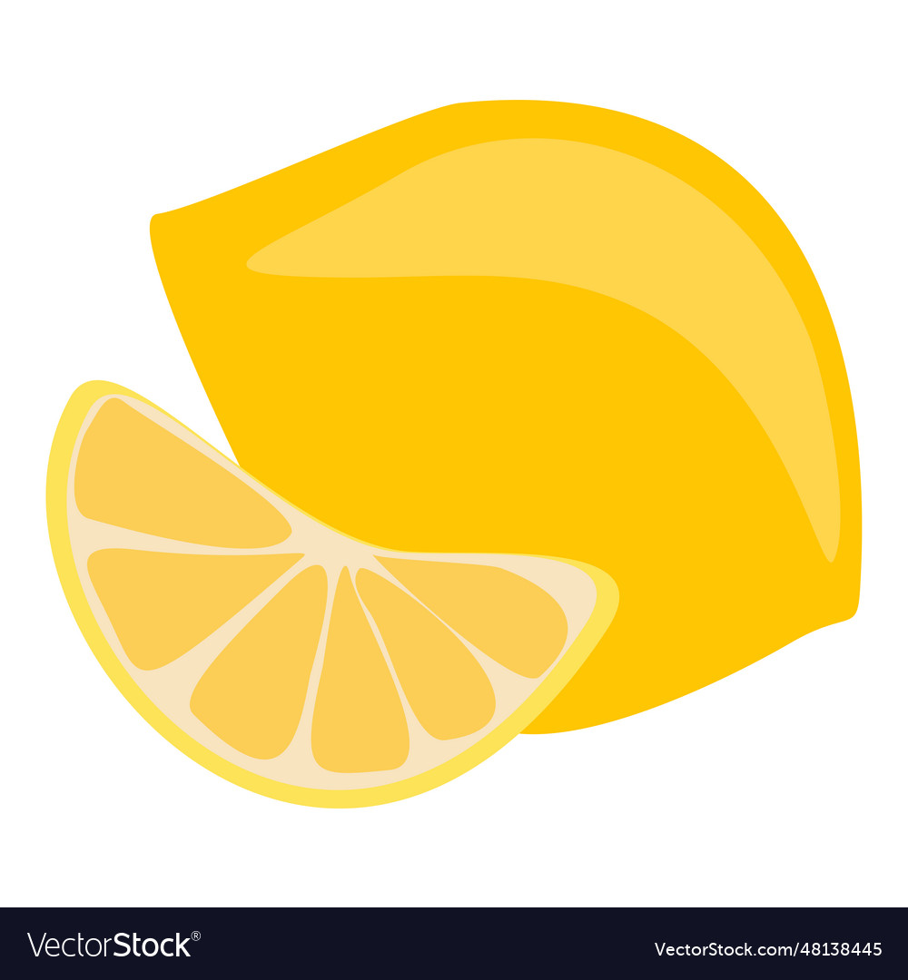 Flat style lemon and slice isolated Vector Image Flat style lemon and slice isolated