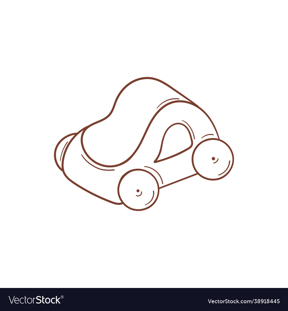 Hand drawn cartoon toy car in doodle