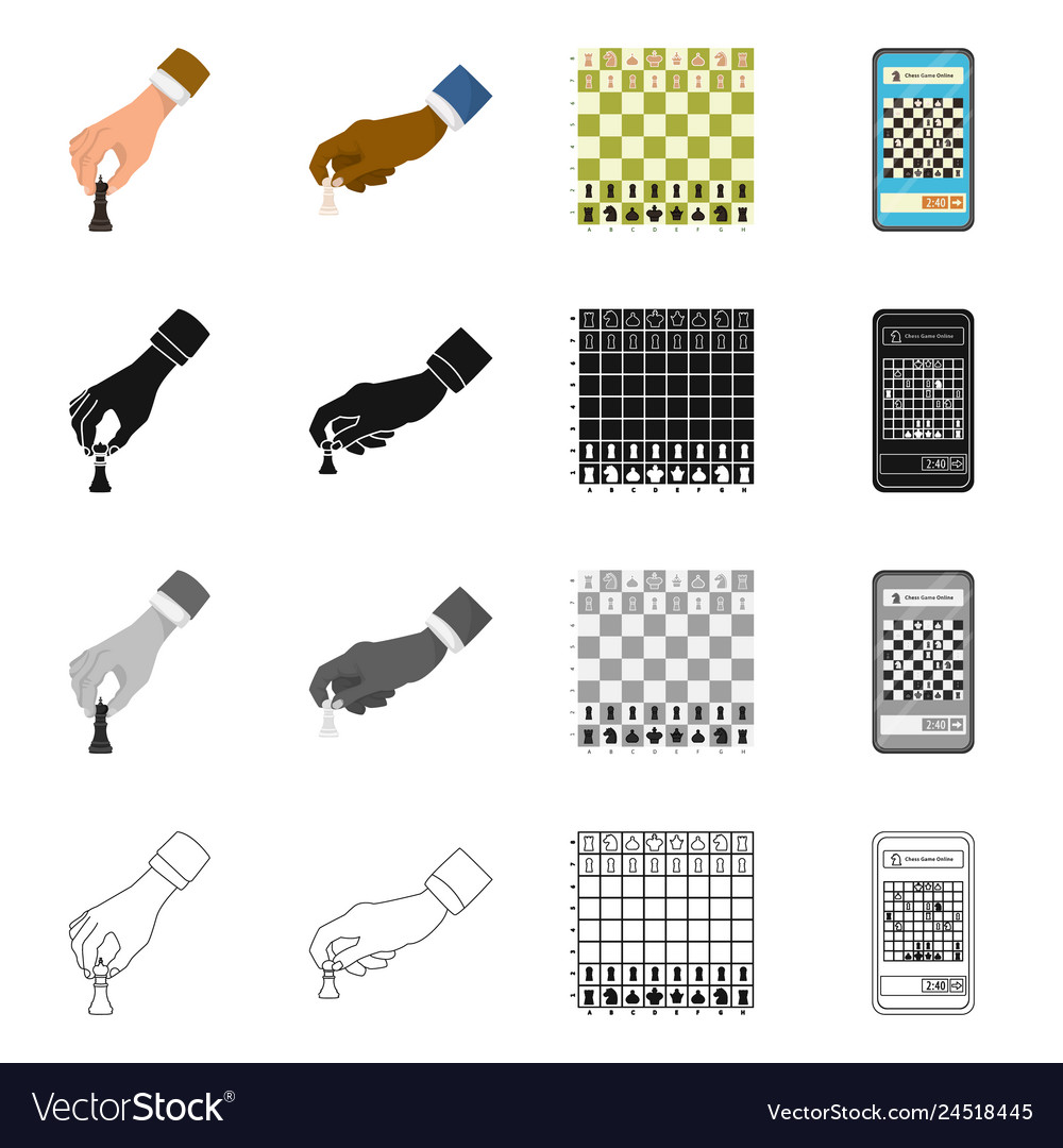 Isolated object of checkmate and thin logo set vector image Isolated object of checkmate and thin logo set