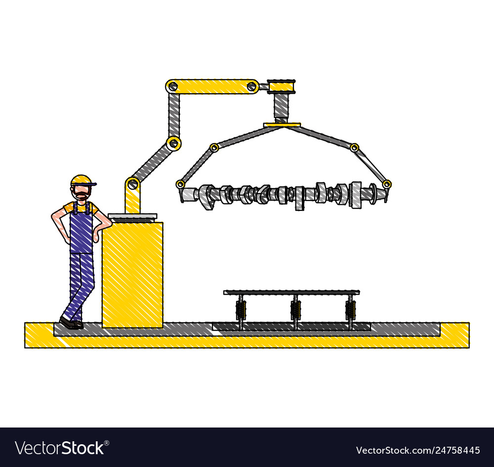 Mechanic worker with assembly car machine Vector Image Mechanic worker with assembly car machine