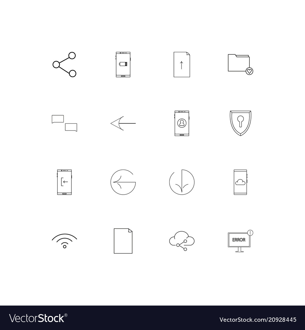 Network and database linear thin icons set