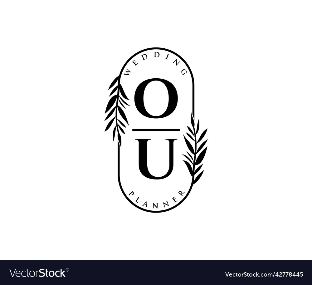 Ou initials letter wedding monogram logos