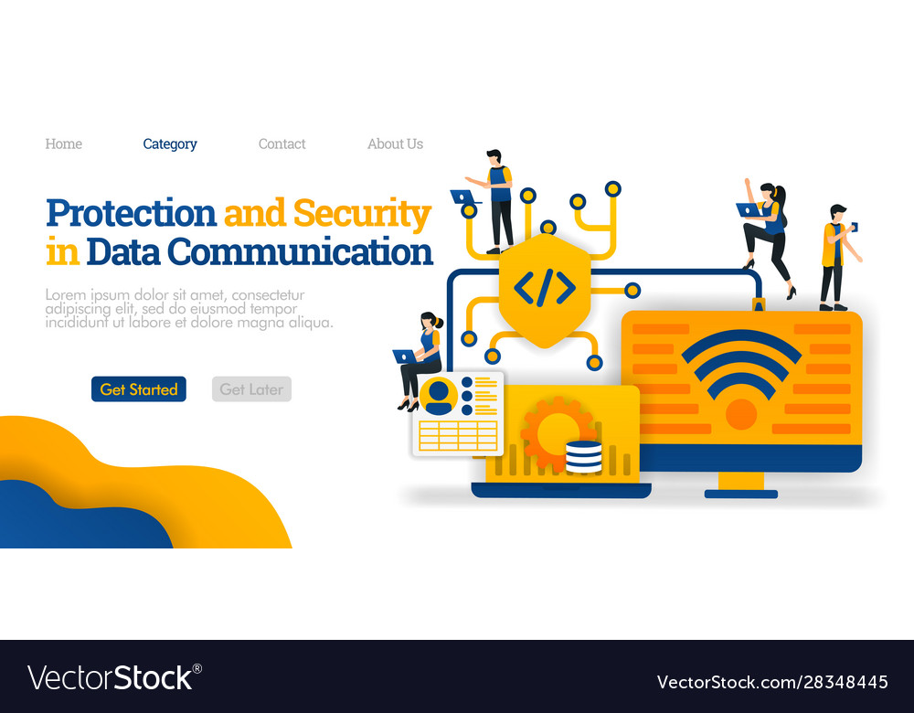 Protection and security in data communication vector image Protection and security in data communication