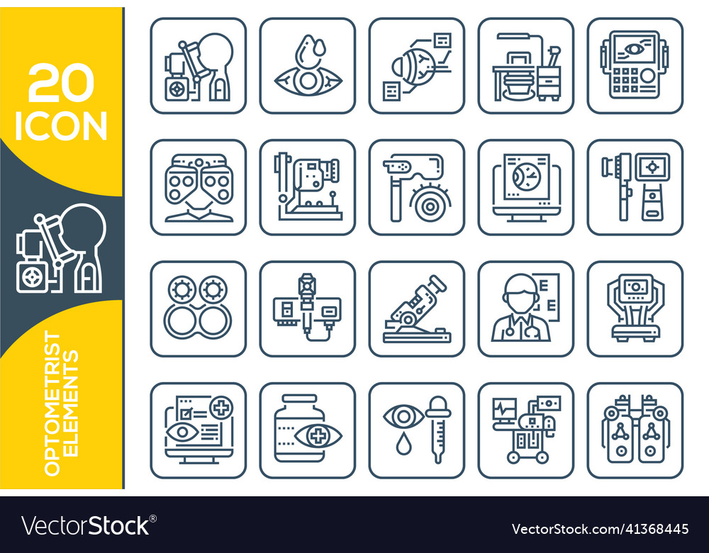 Simple set of optometry related line icons Vector Image Simple set of optometry related line icons