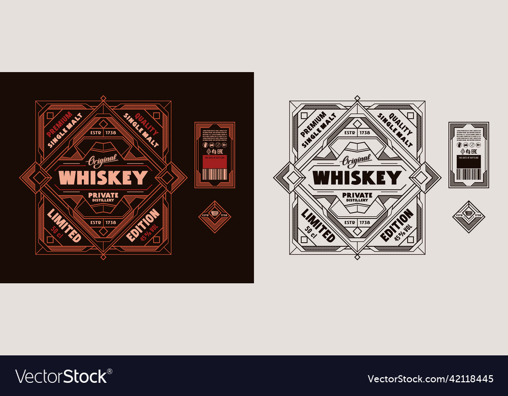 Template decorative label for whiskey Royalty Free Vector