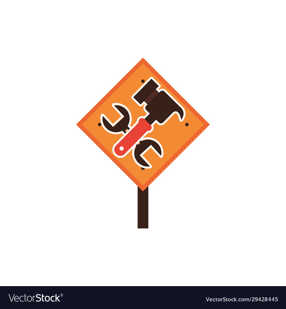 Traffic signal with hammer and wrench detailed Vector Image