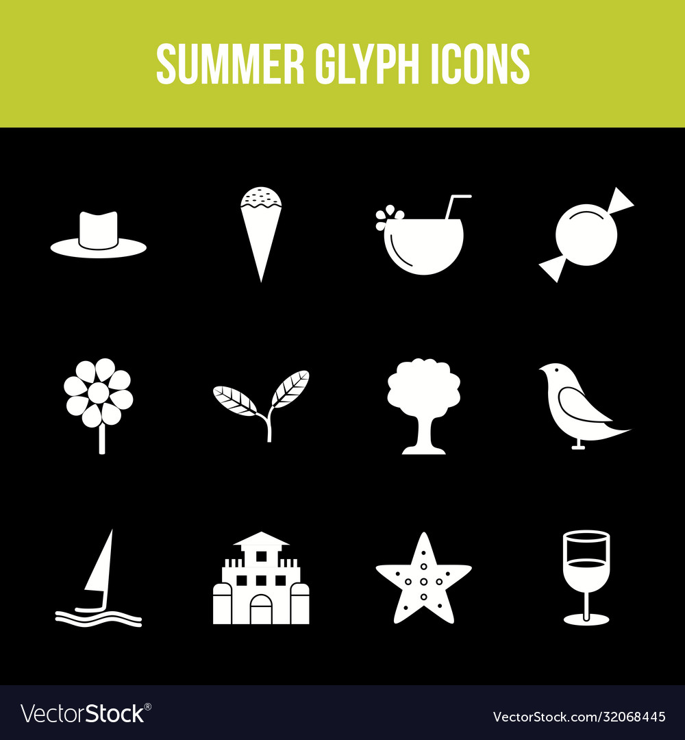 Einzigartige Sommer-Glyphen-Symbol Set