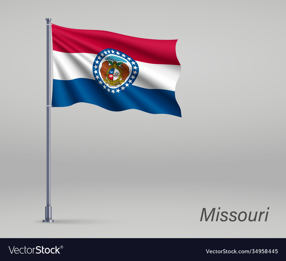 Waving flag missouri - state united states Vector Image