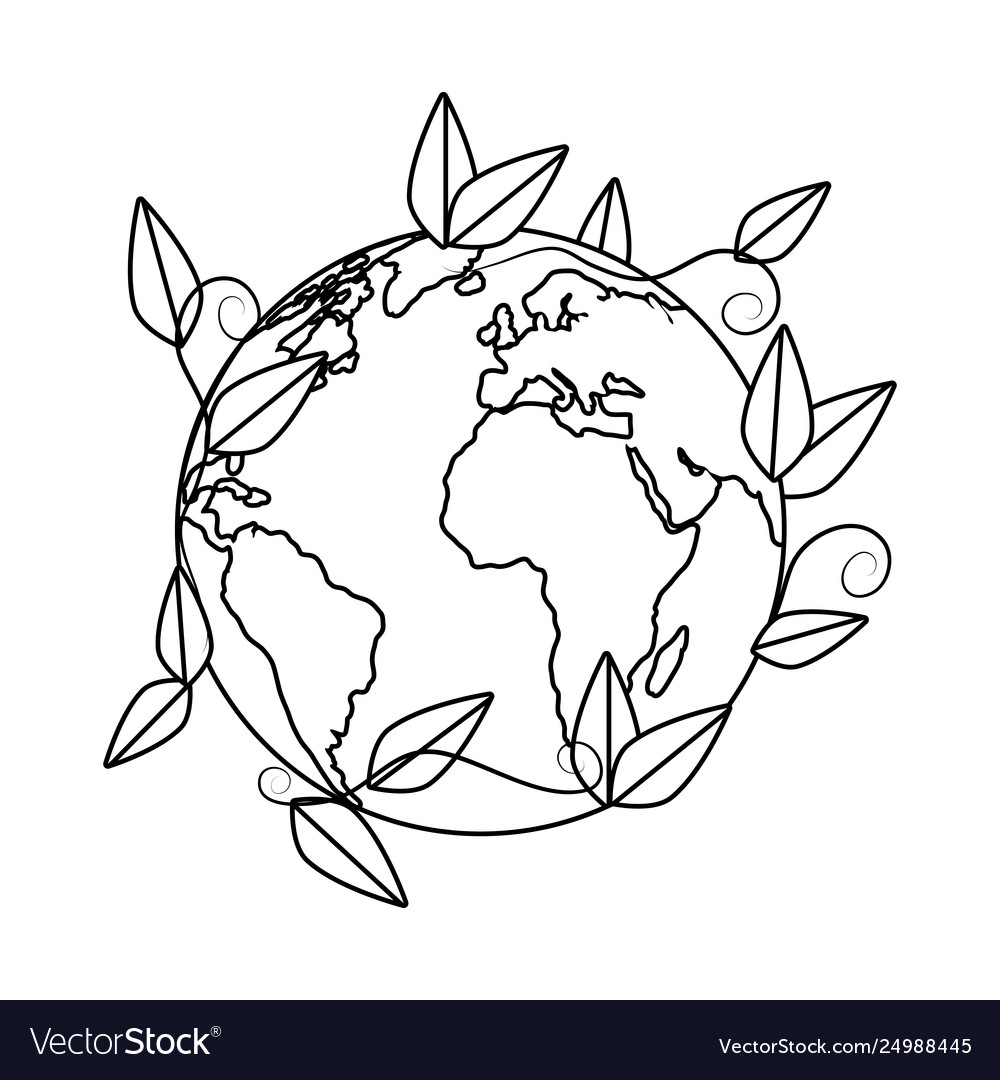 World planet earth with leafs plant Royalty Free Vector