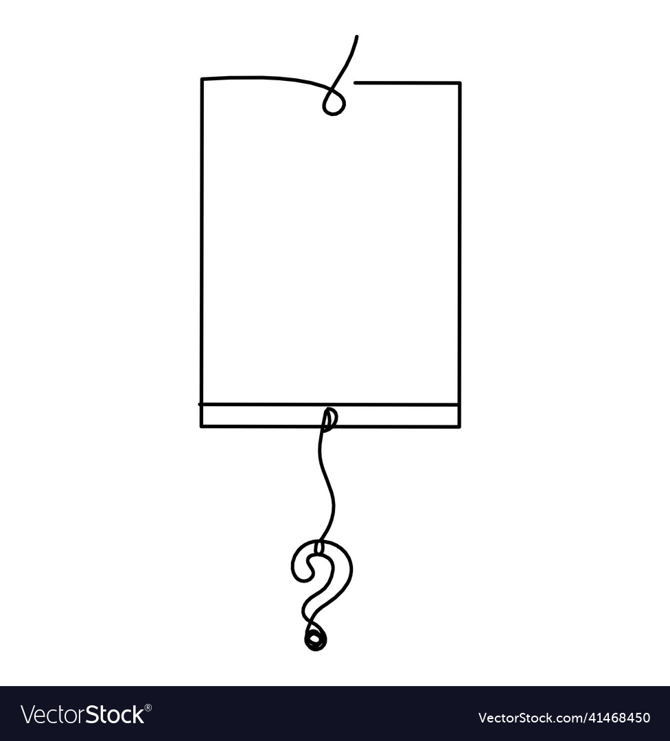 Abstract paper with question mark as line drawing vector image Abstract paper with question mark as line drawing