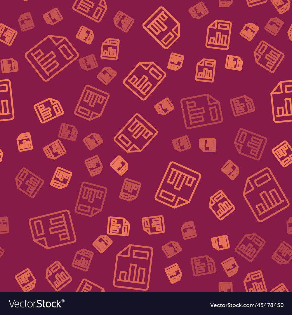 Brown line document with graph chart icon vector image Brown line document with graph chart icon