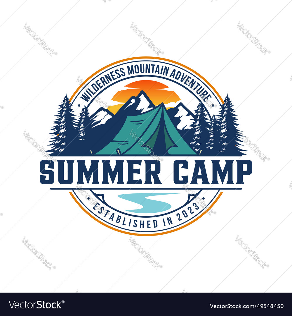 Camping outdoor adventure template tent camp Vector Image