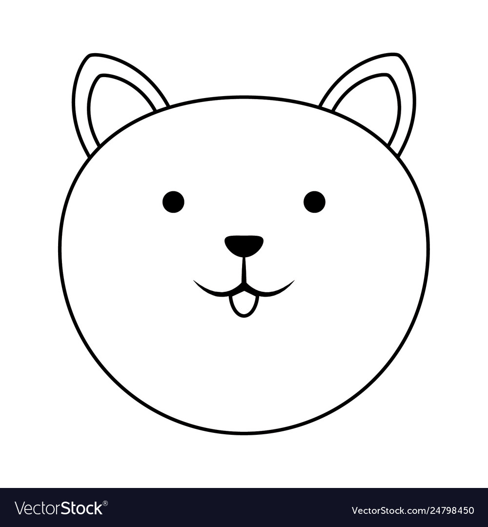 Cat cute animal head in black and white Royalty Free Vector