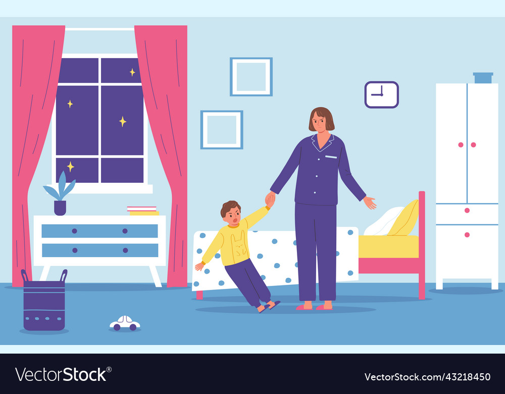 child-refuses-sleep-royalty-free-vector-image-vectorstock
