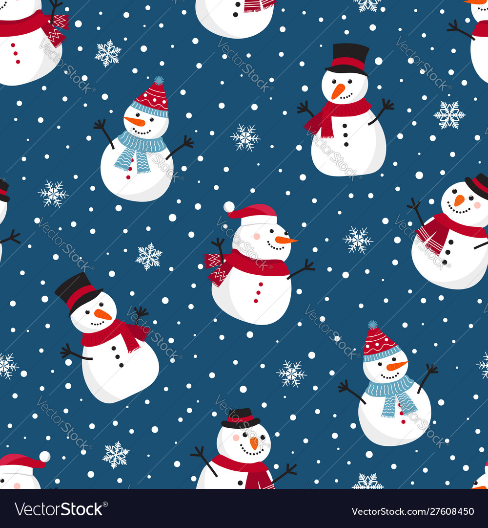 Christmas seamless pattern with snowman winter vector image Christmas seamless pattern with snowman winter