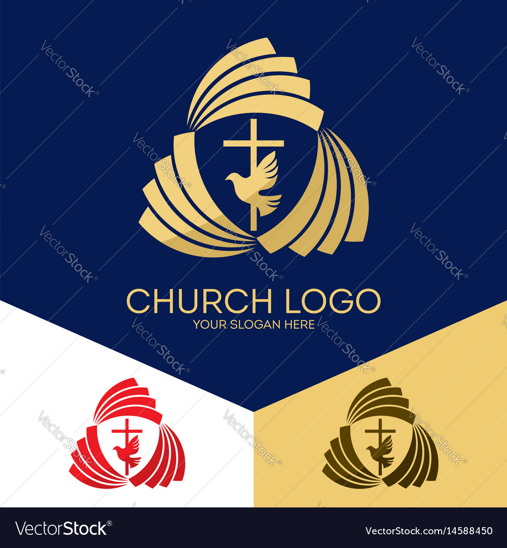 Church logo and christian symbols Royalty Free Vector Image