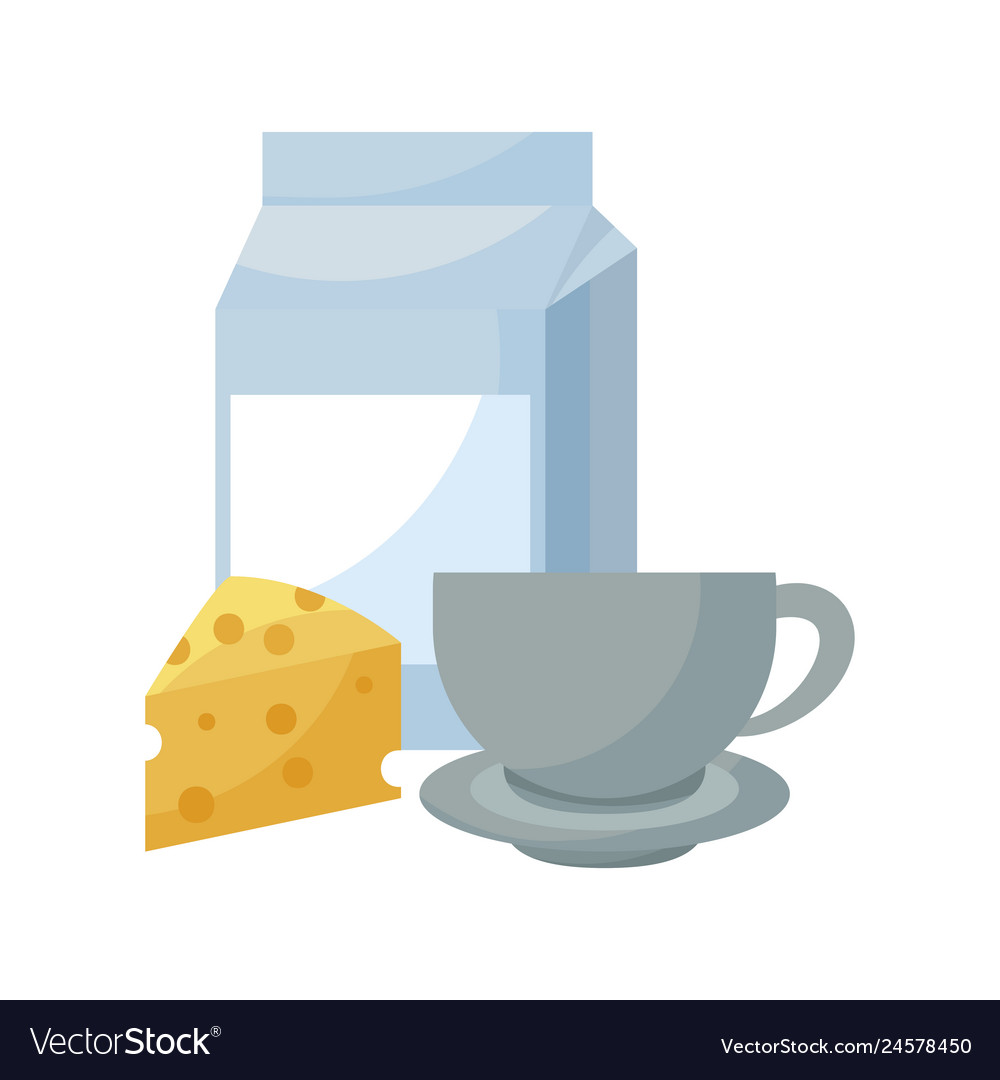 Cup with cheese and box milk