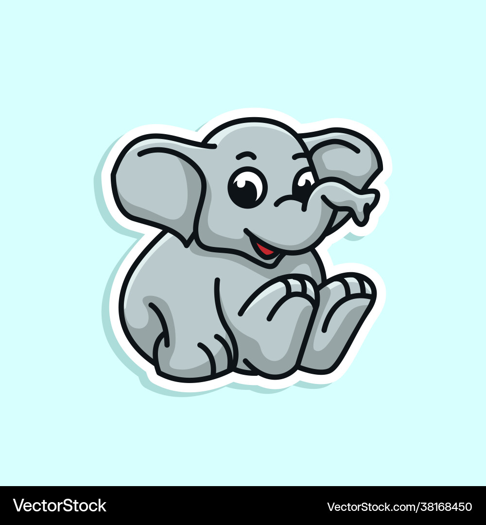 Cute animal elephant sticker design Royalty Free Vector