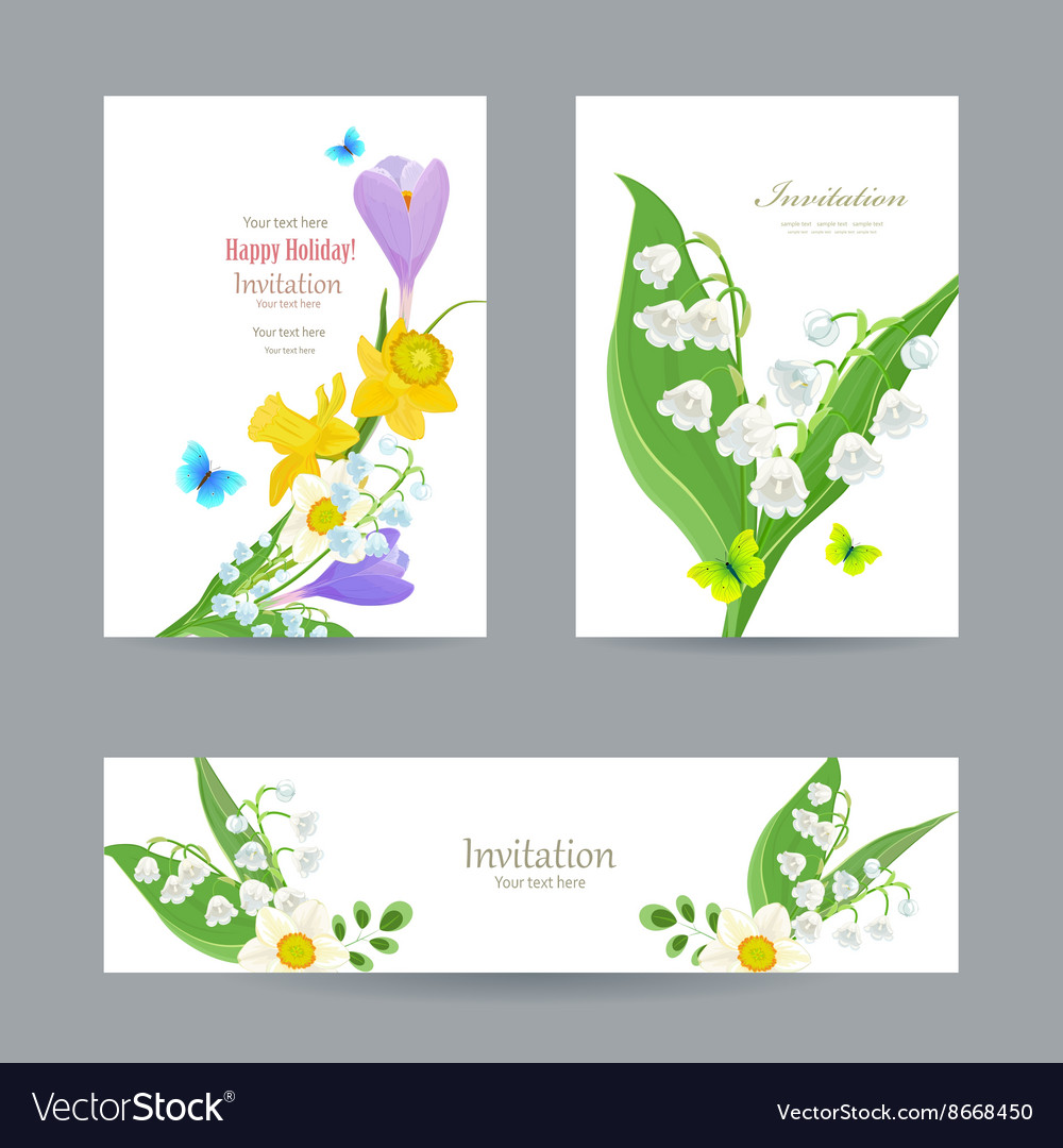 Cute invitation cards with fine collection spring