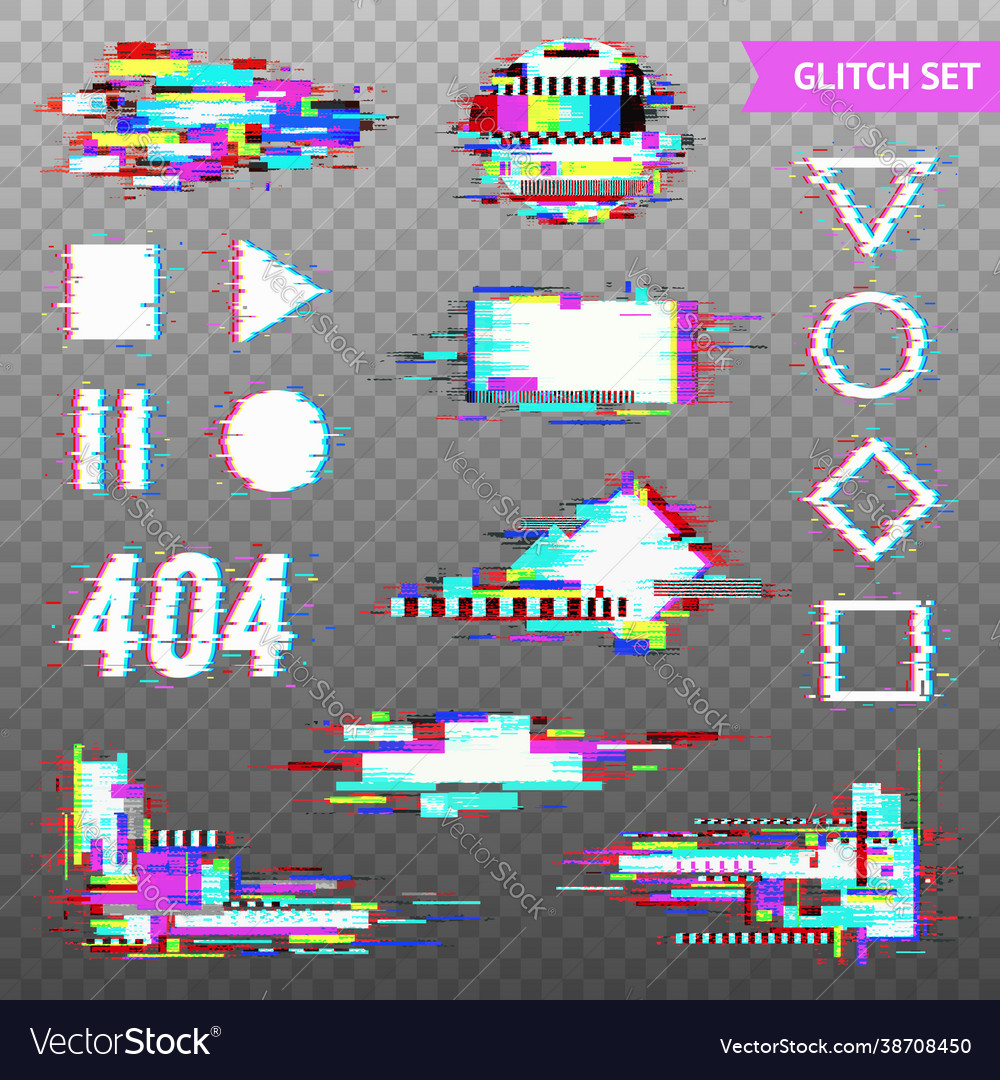 Digital elements in distorted glitch style Vector Image