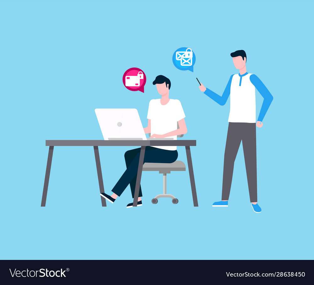 Freelancer man working with colleague developers