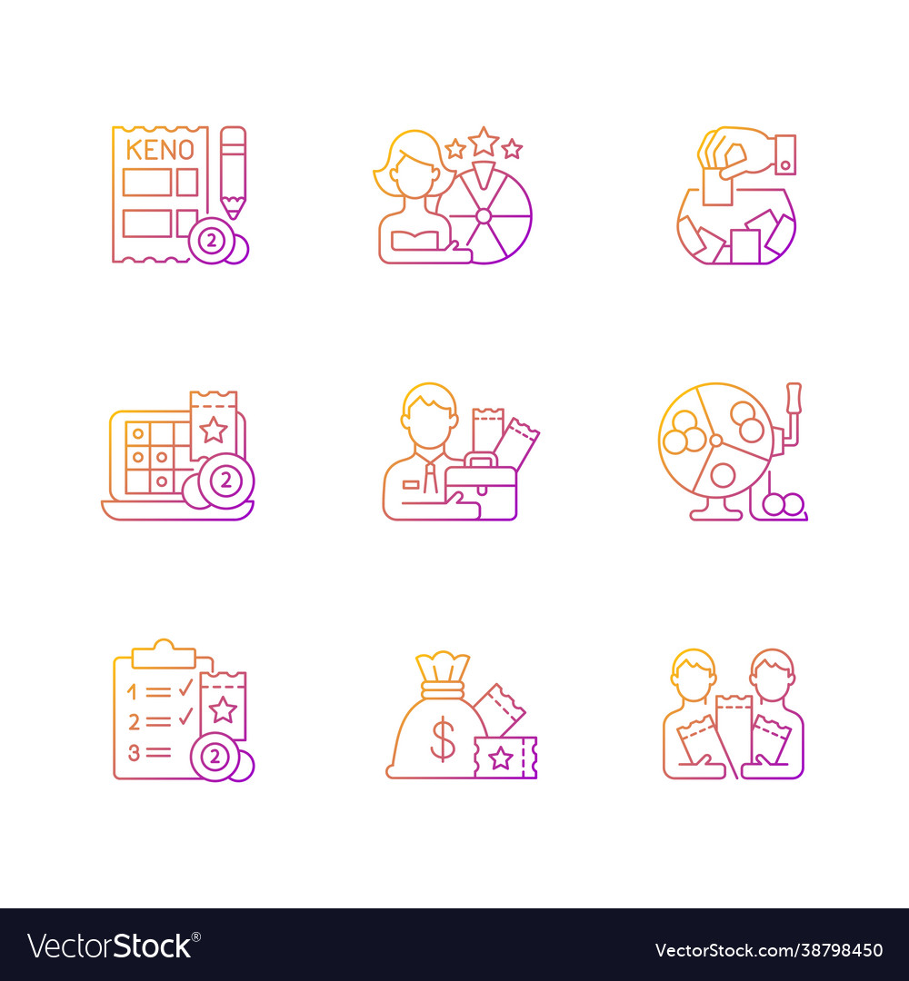 Gambling game types gradient linear icons set Vector Image Gambling game types gradient linear icons set