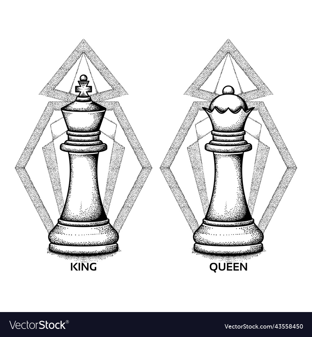 Queen King Checkmate: Chess Game, Cartoon Stock Vector