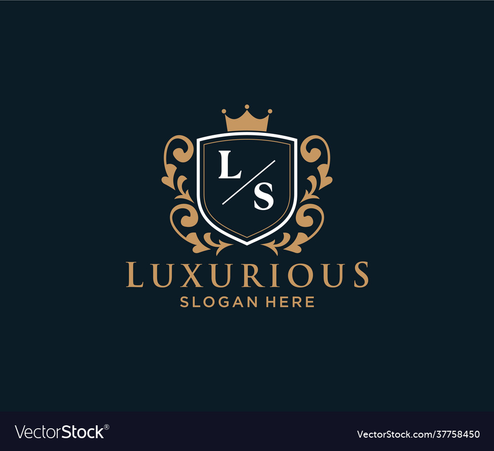 Initial ls letter royal luxury logo template Vector Image