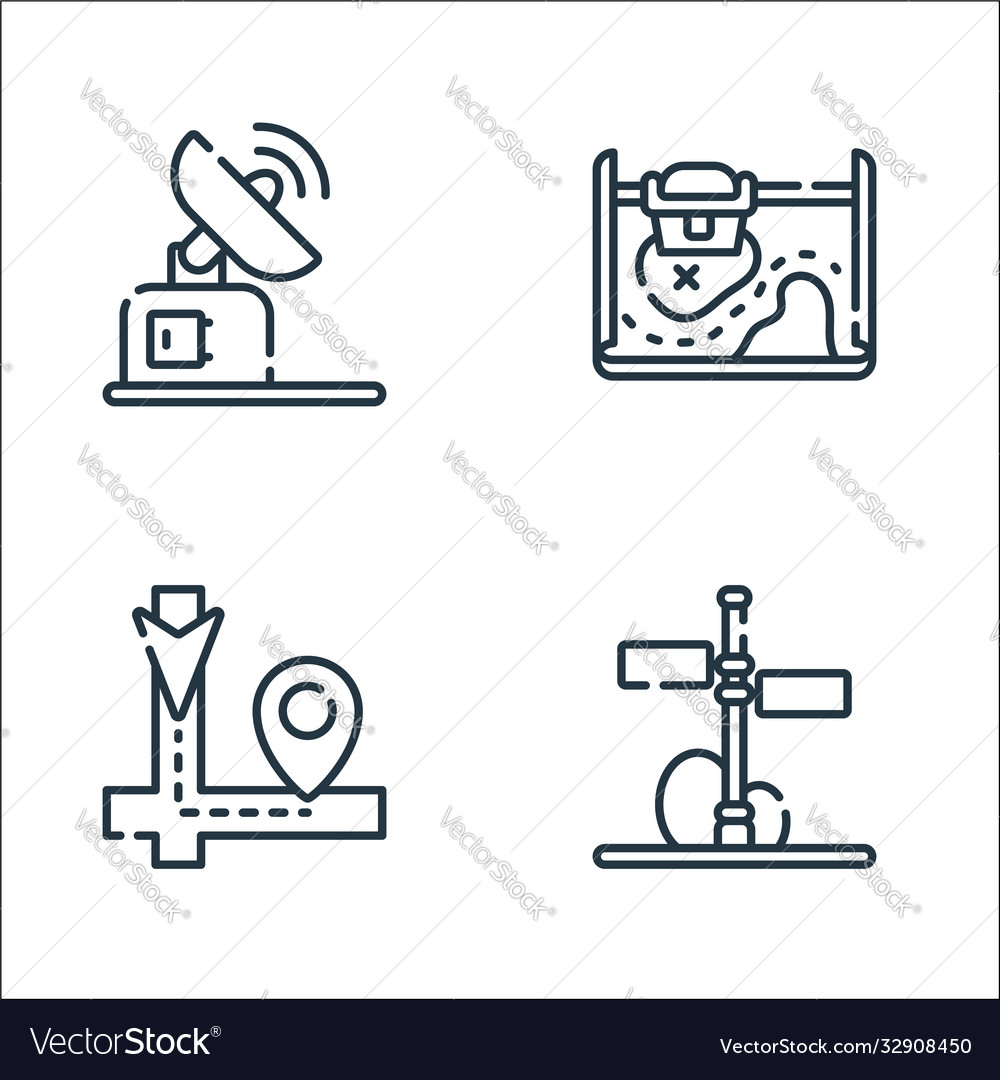 Navigation and maps line icons linear set quality vector image Navigation and maps line icons linear set quality