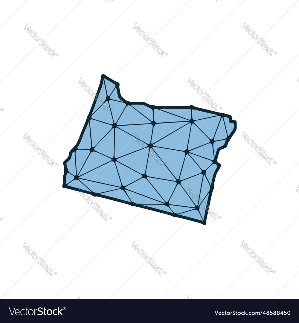 Oregon state map polygonal made of lines and dots