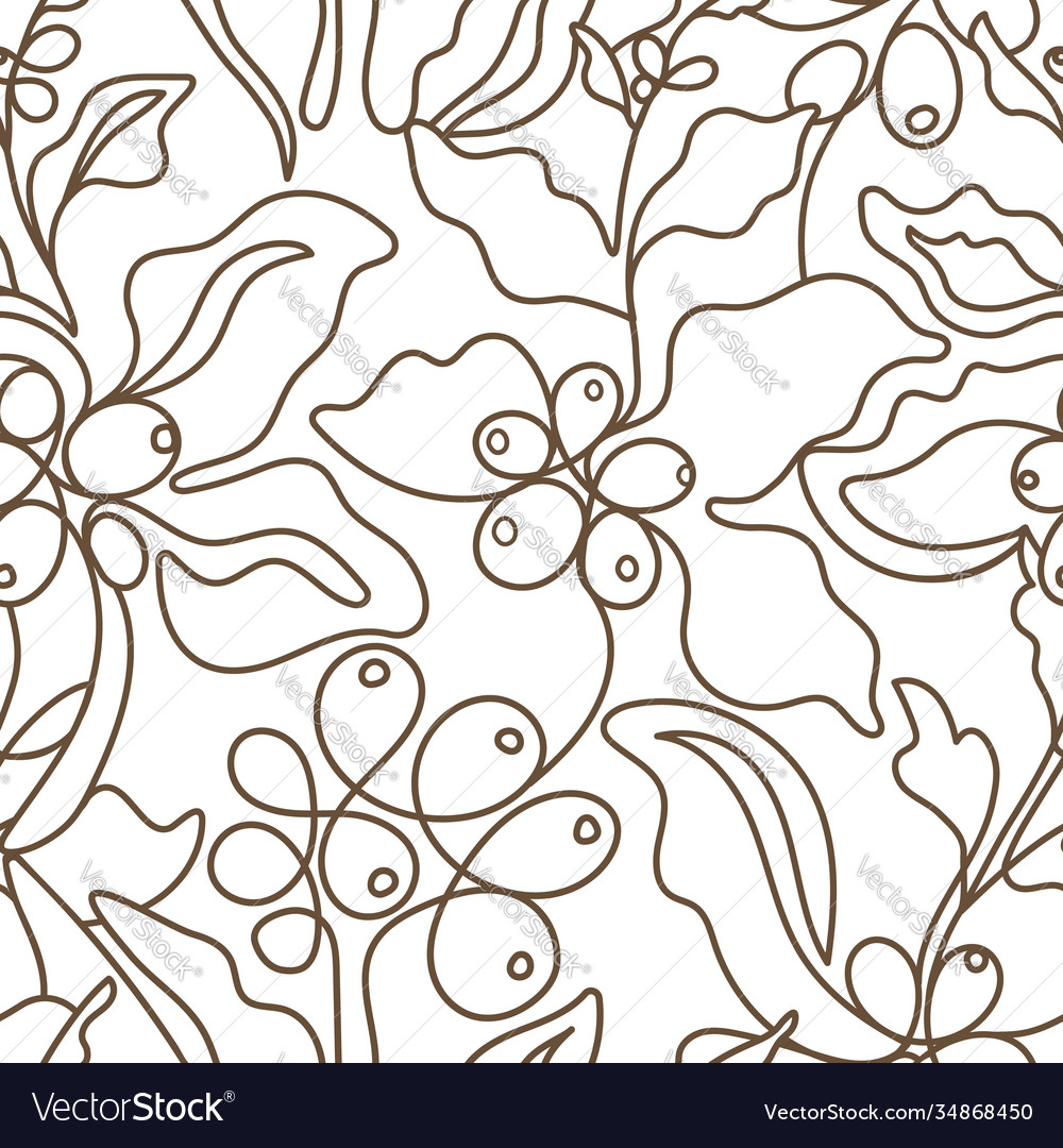 Seamless pattern art line coffee tree