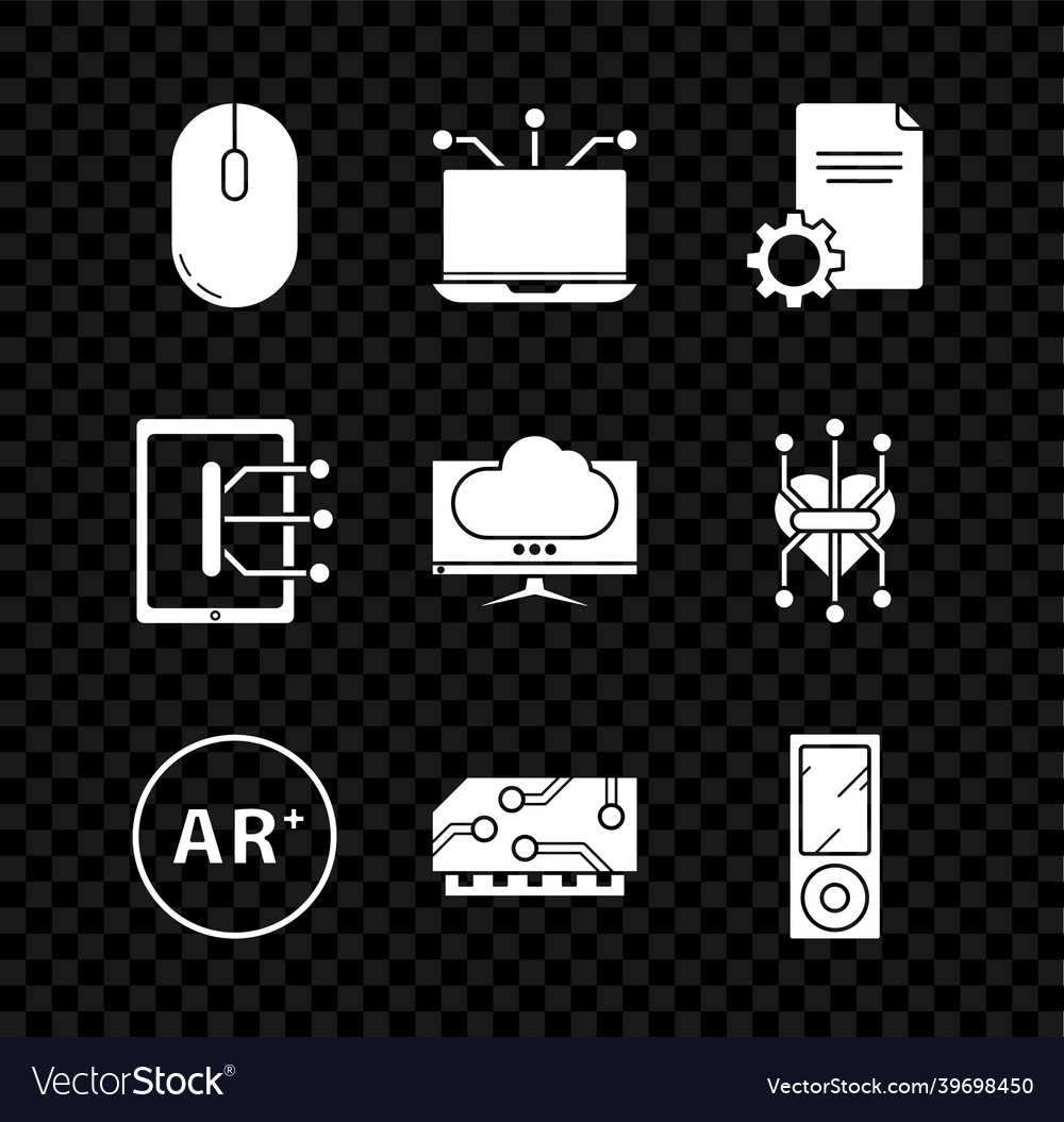 Set computer mouse laptop file document ar vector image Set computer mouse laptop file document ar