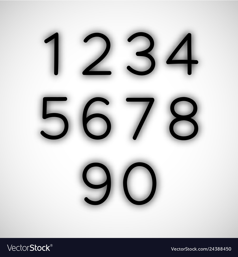 Set of numbers with shadow vector image Set of numbers with shadow