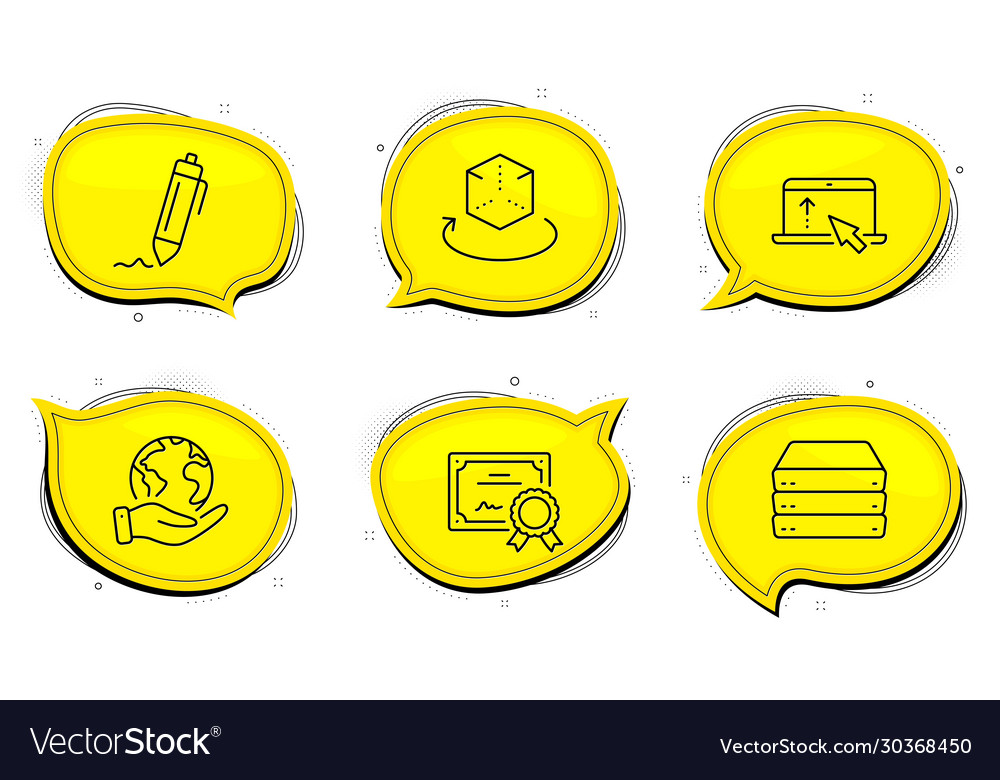 Signature augmented reality and servers icons set vector image Signature augmented reality and servers icons set