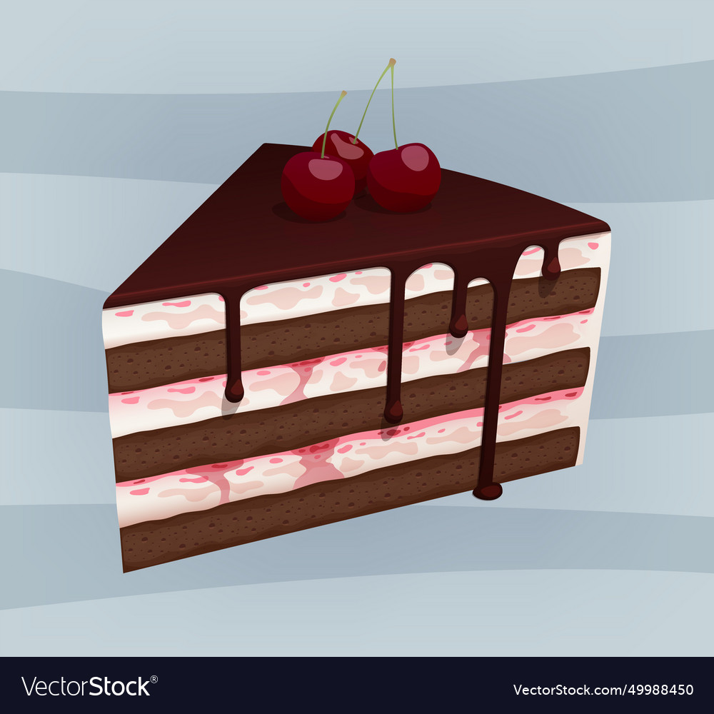 Slice of chocolate cherry cake