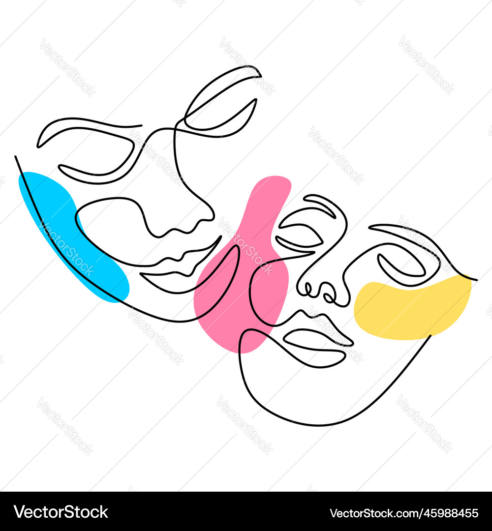 Abstract man and woman one continuous line drawing