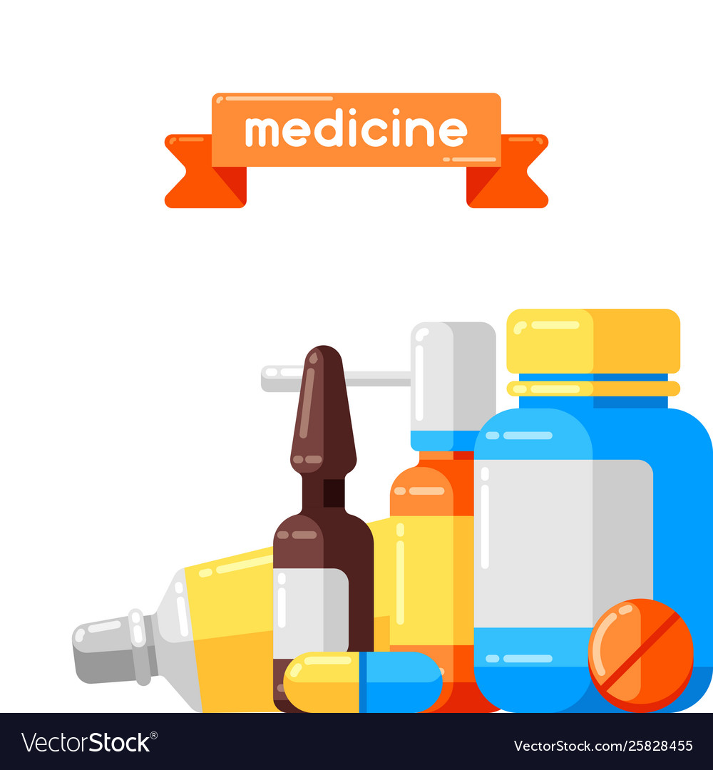 Background with medicine bottles and pills