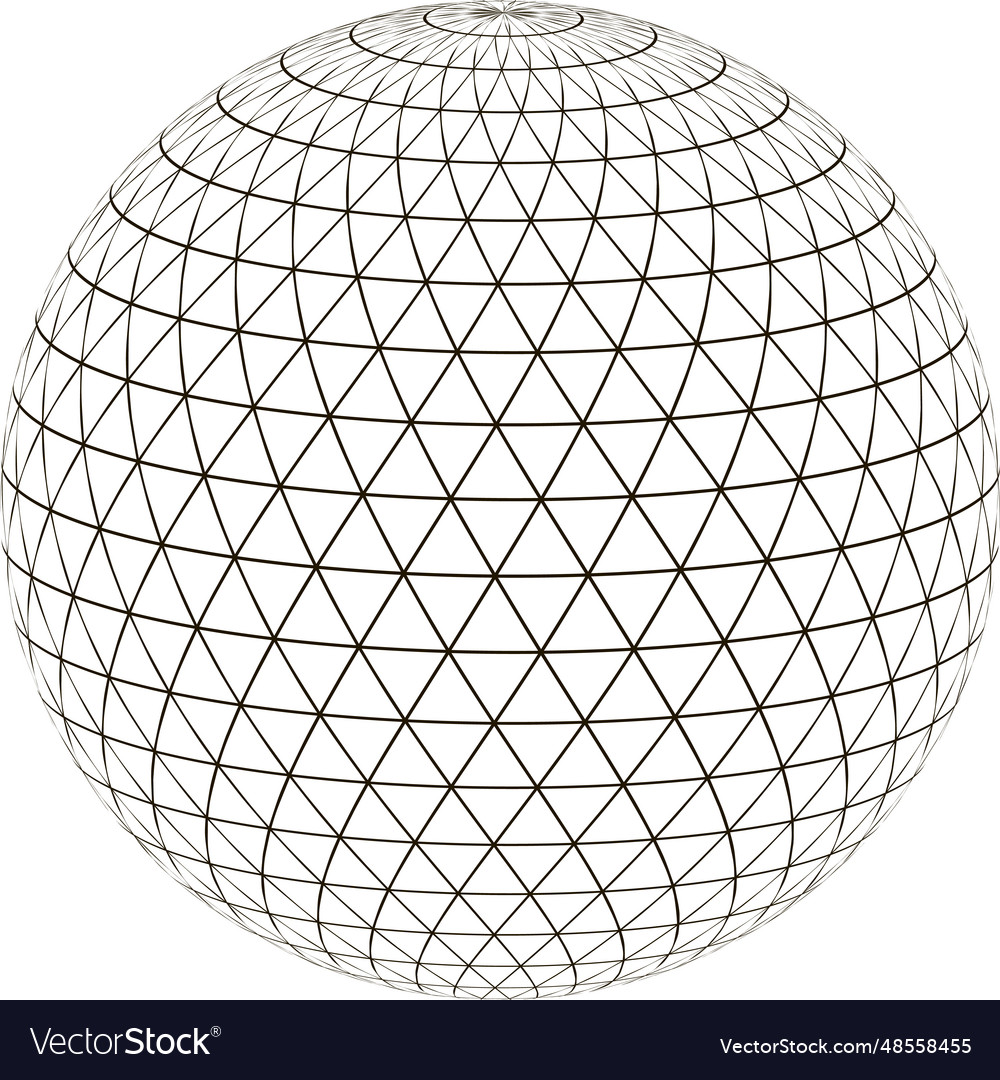 Ball sphere grid triangle on surface layout globe