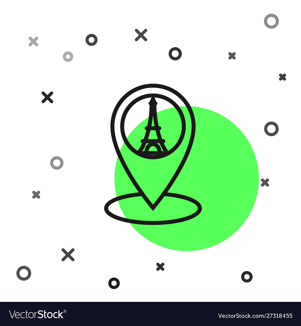 Schwarze Linie Kartenzeiger mit Eiffel Turm Symbol vector image Schwarze Linie Kartenzeiger mit Eiffel Turm Symbol