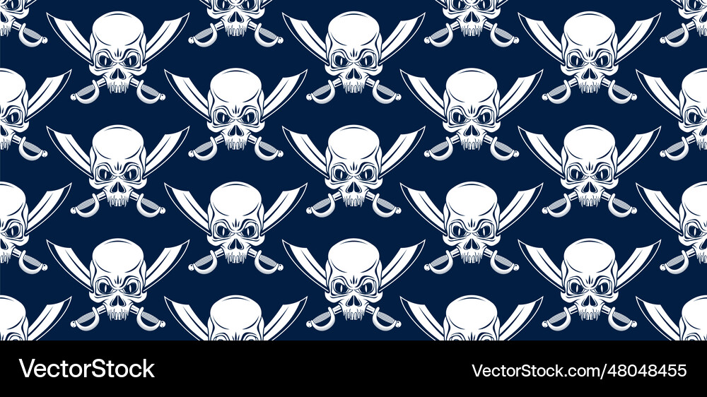 Black skulls seamless background endless pattern Vector Image