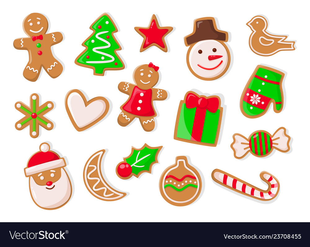 Christmas holidays symbolic gingerbread cookies Vector Image