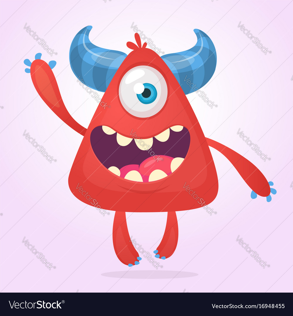 Cool cartoon red monster Royalty Free Vector Image