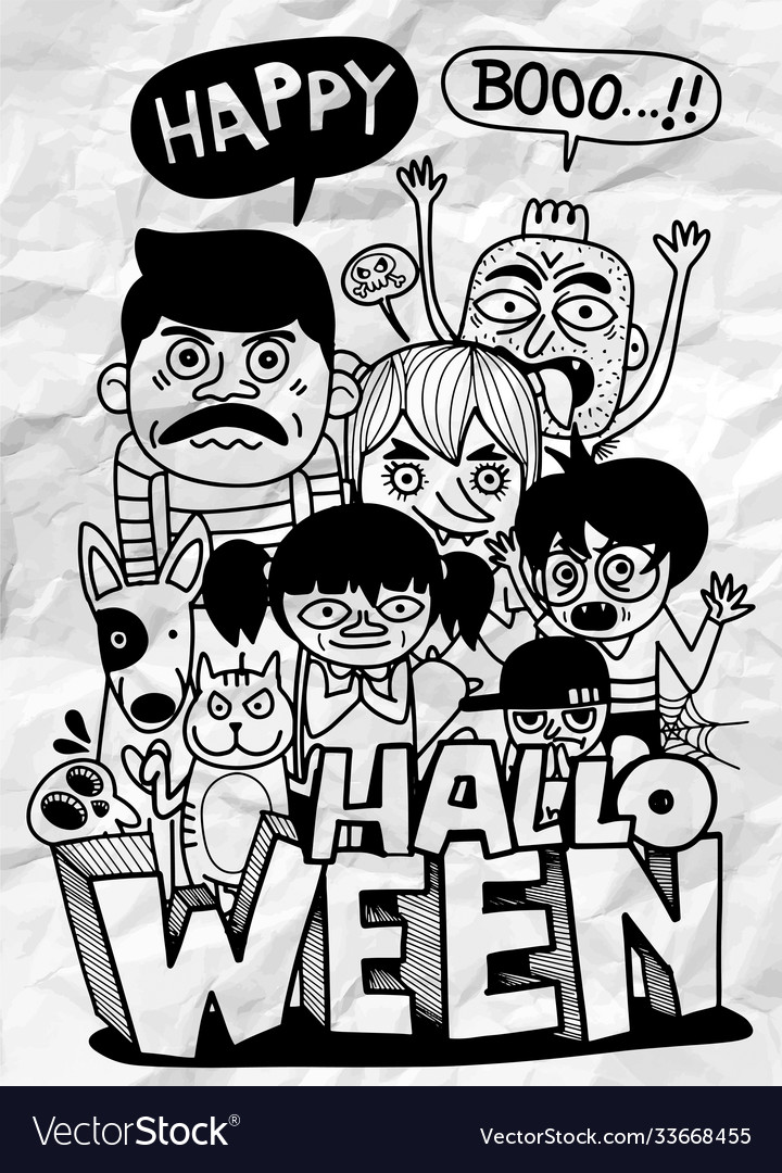 Niedliche handgezeichnete halloween doodles vector image Niedliche handgezeichnete halloween doodles