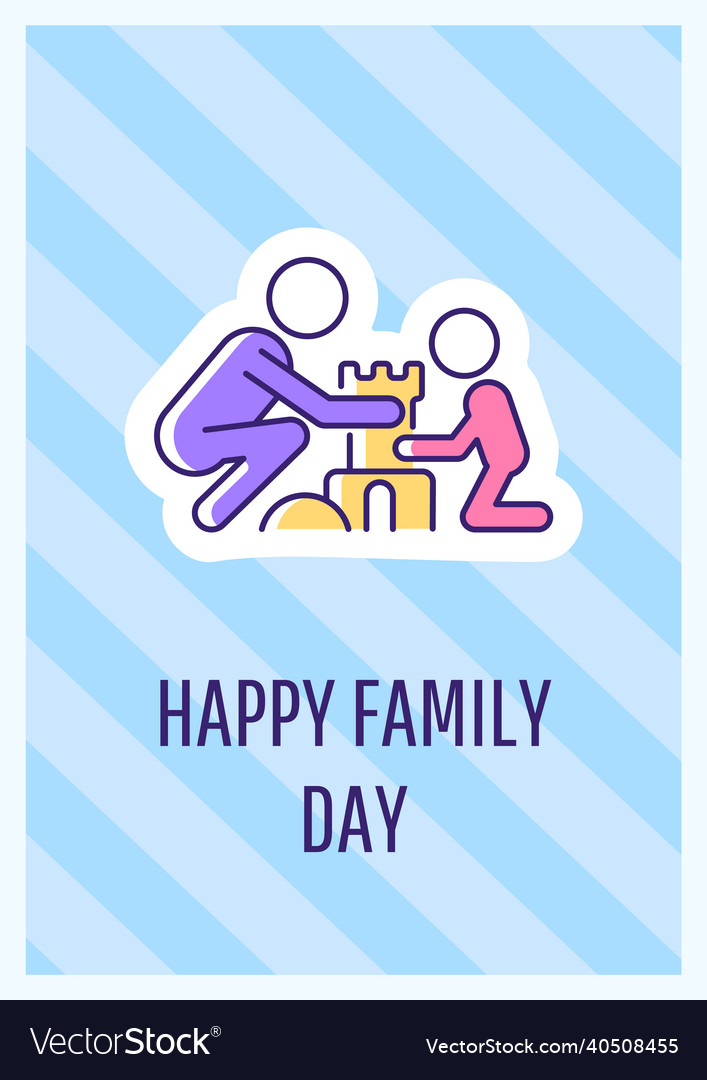 Family day celebration greeting card with color